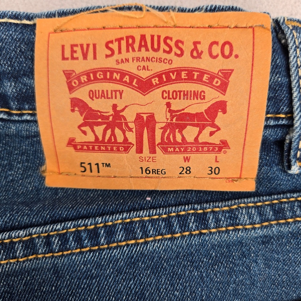 Levi's 16 Regular 511 Slim Performance Jeans‎ Boys Dark Wash Denim 28x30 - Picture 5 of 10